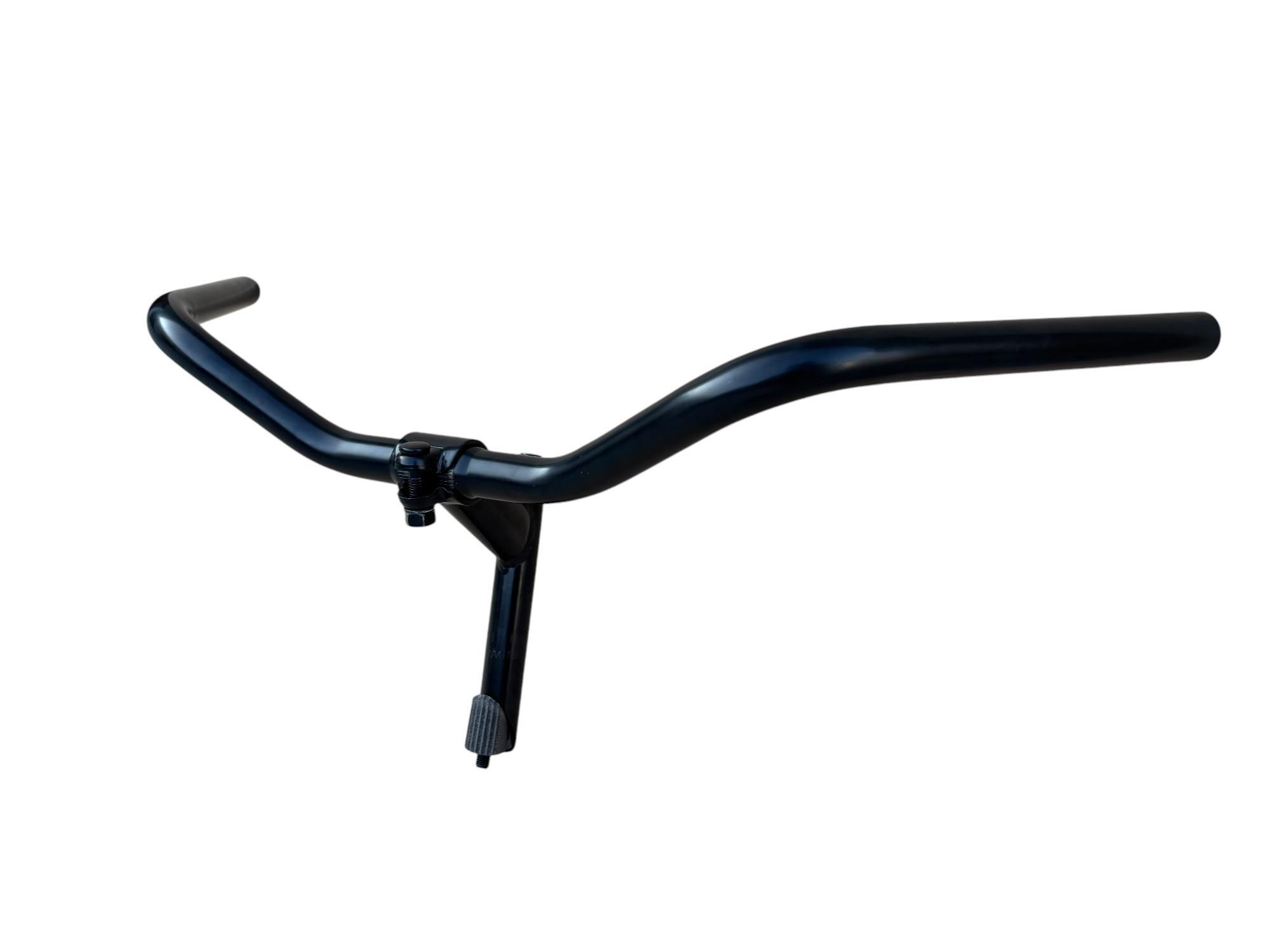 MANUBRIO BICI ACCIAIO NERO BICICLETTA 600L CITY BIKE + COPPIA MANOPOLE MARRONI 3/7