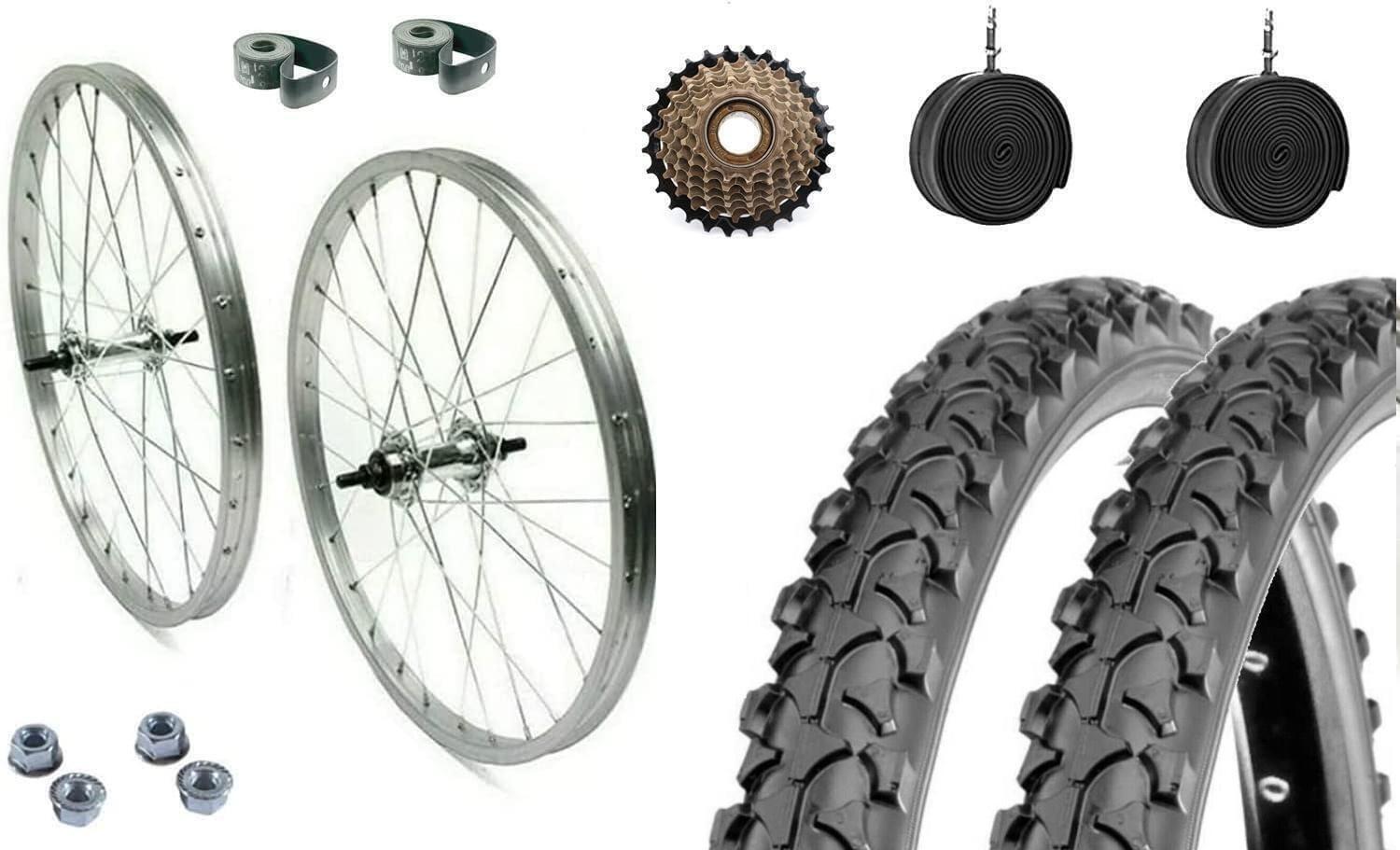 MADICKS Coppia Cerchi Posteriore + Anteriore 26 X 1.75 + Cop 26x.195 + Cam + Pignone 6v