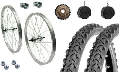 COPPIA CERCHI POSTERIORE + ANTERIORE 26 X 1.75 + COP 26X.195 + CAM + PIGNONE 6V