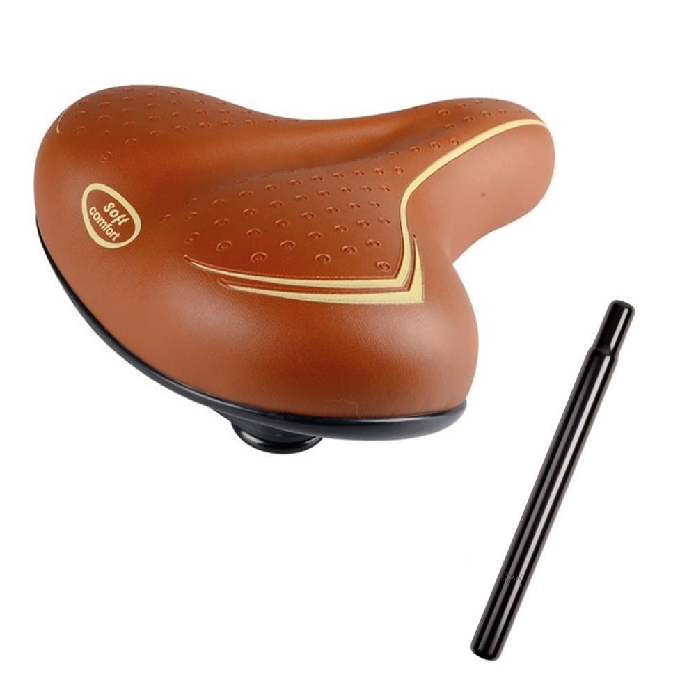 MADICKS SELLA MARRONE BEIGE PER BICI CITY BIKE CONFORT COMODA UNISEX + TUBO SELLA NERO