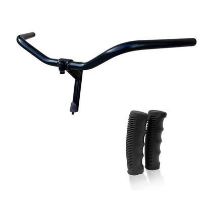 Manubrio Bici Acciaio Nero Bicicletta 600l City Bike + Coppia Manopole Nero