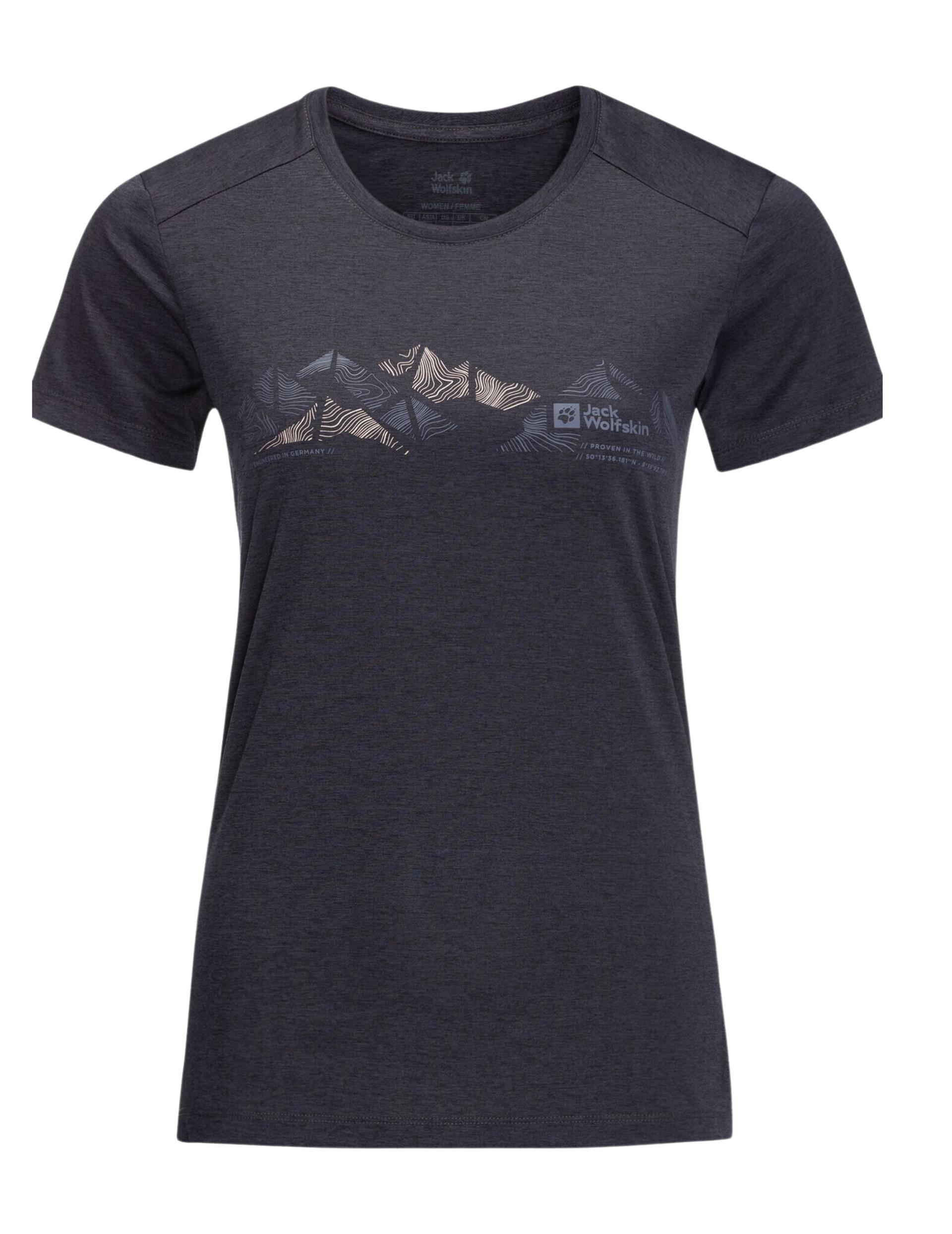 JACK WOLFSKIN T-shirt da escursionismo Jack Wolfskin Crosstrail Graphic donna grigio 36/XS