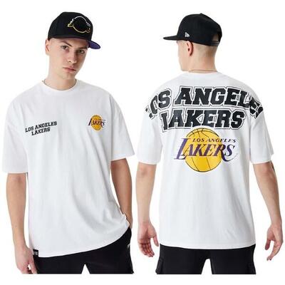 New era nba groot grafisch bp os-t-shirt voor heren los angeles lakers