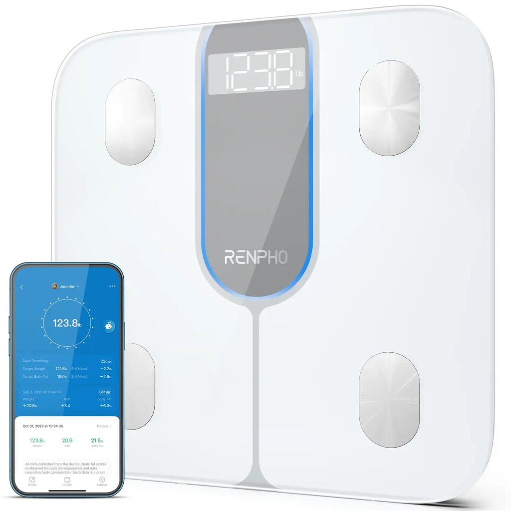 Renpho ELIS 1C Smart Bluetooth Bathroom Scale White LED 180kg 3xAAA