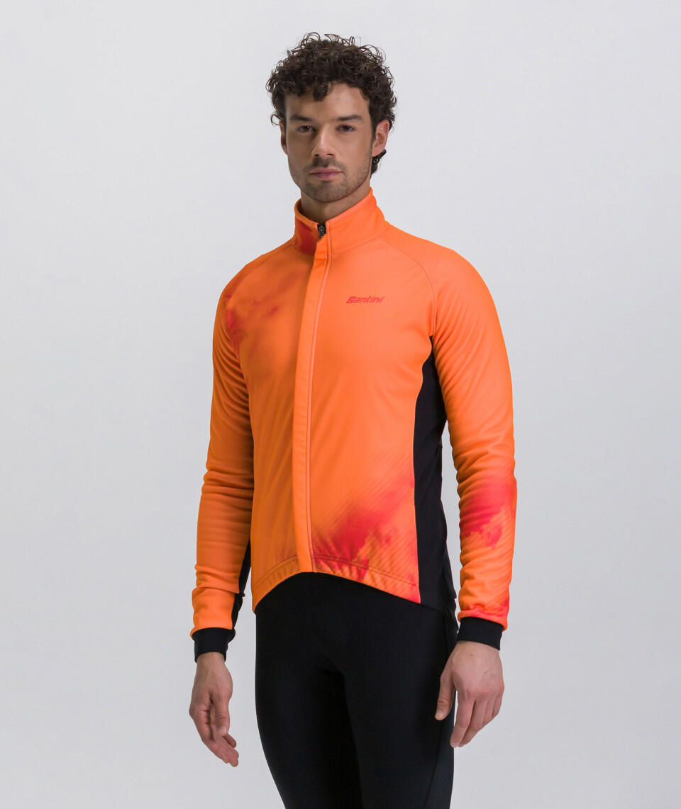 SANTINI Pure Dye - Giubbino Antivento - Uomo - Arancio Fluo Ciclismo