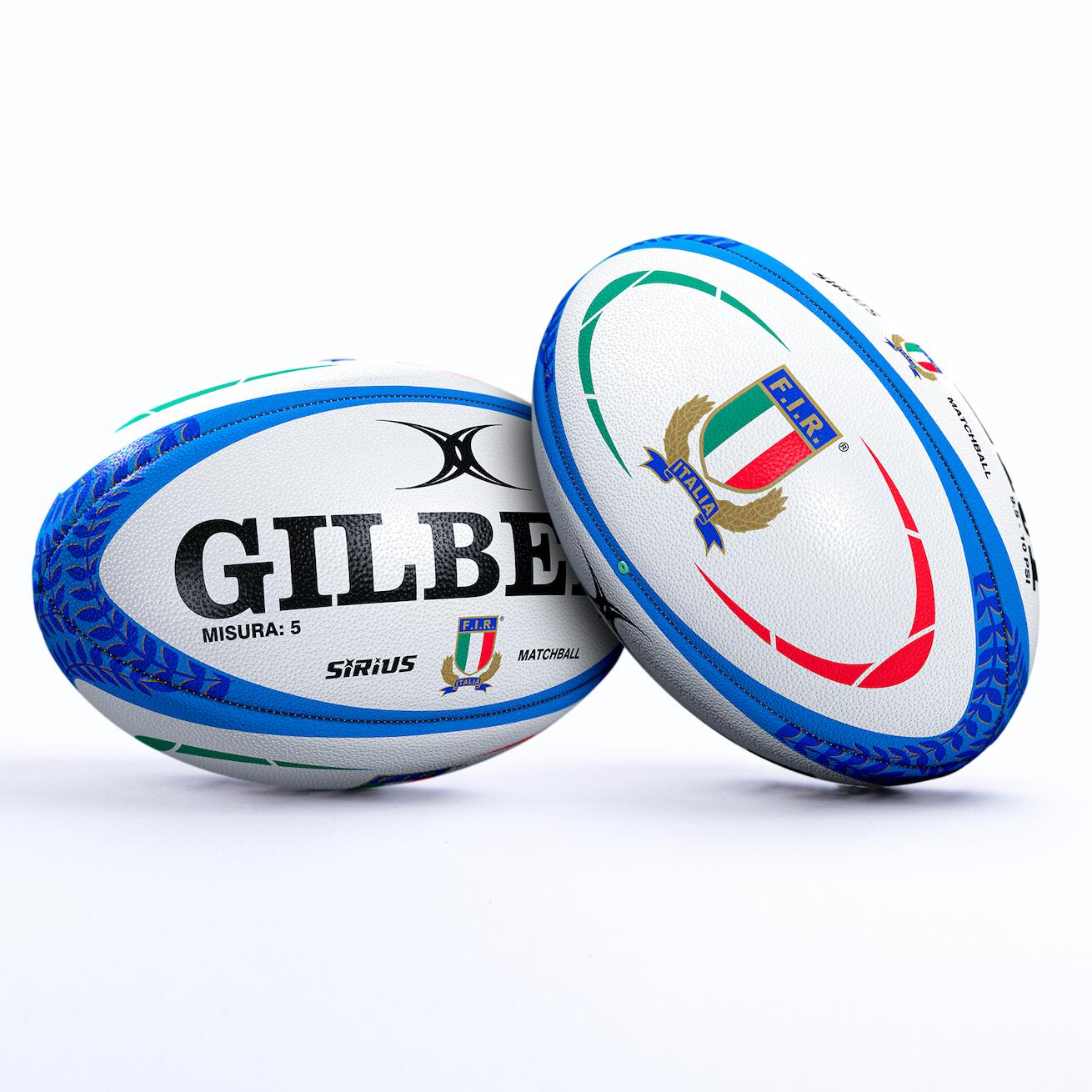 Gilbert - Ballon Gilbert Replica Italie Taille 5 - Ballon De Rugby - Blanc|bleu|jaune - 30 Cm - Decathlon