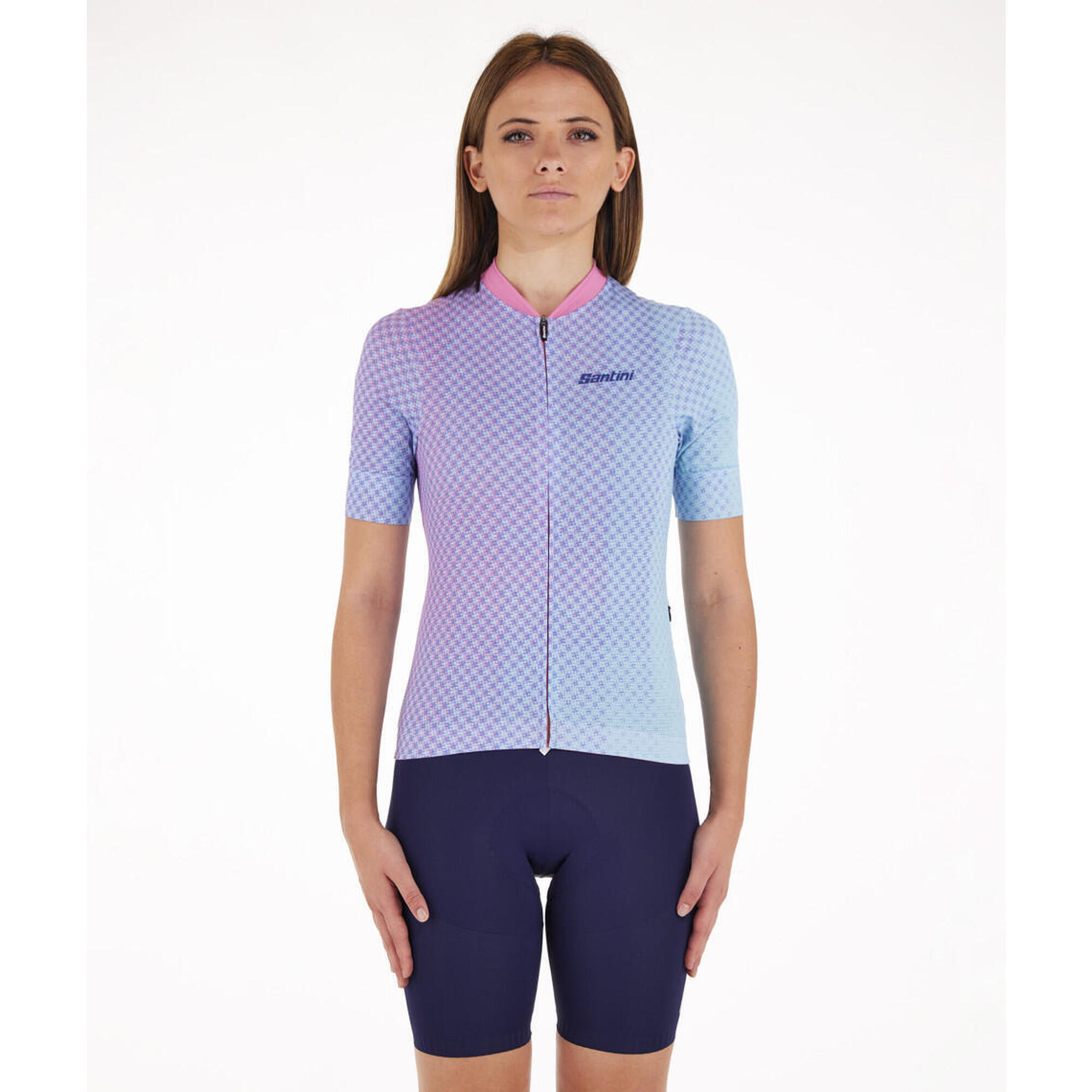 Santini - Paws - Maillot Femme - Turquoise - Velò - T-shirt Manches Courtes - Bleu|violet - L. - Decathlon