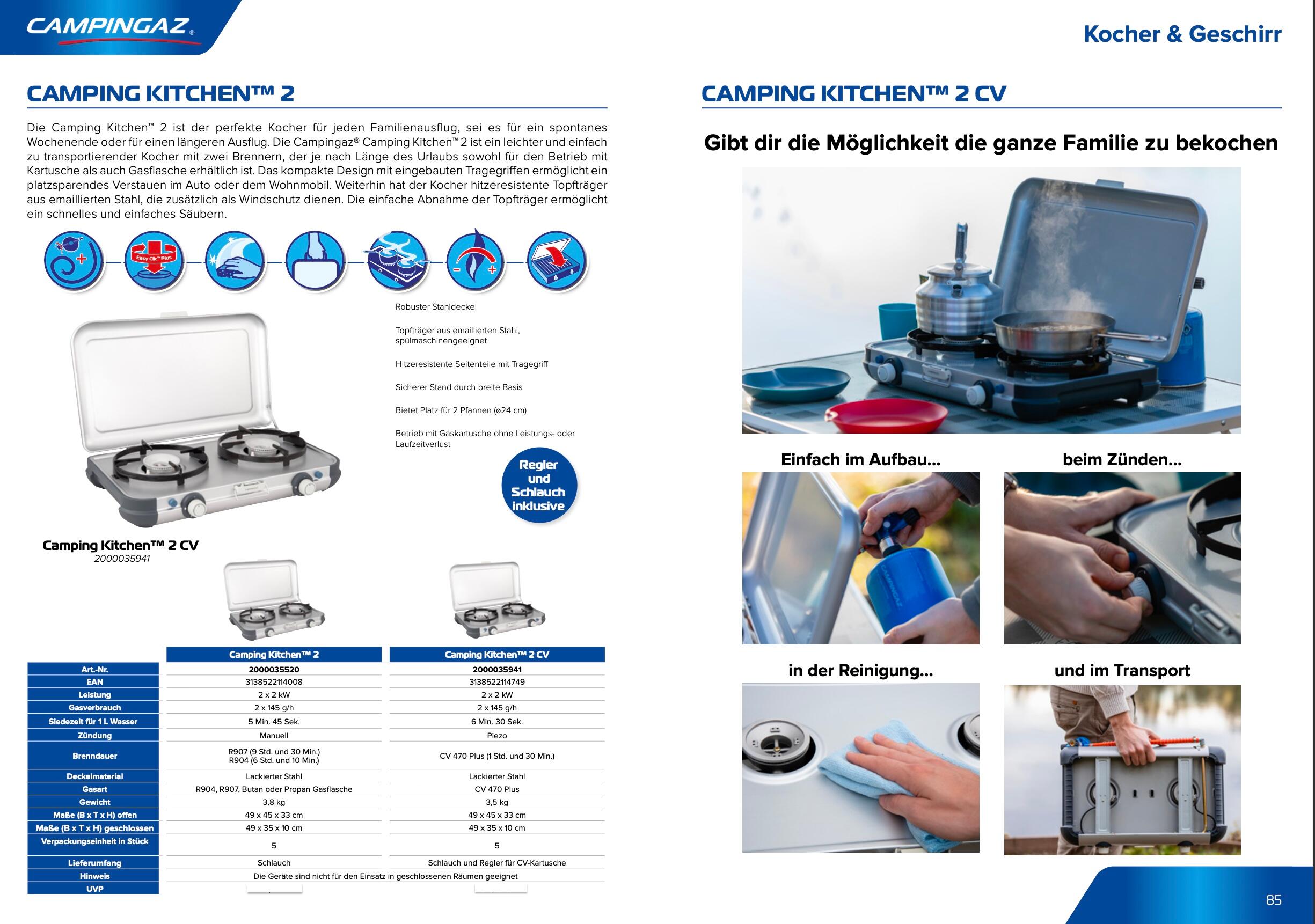 Campingaz Camping Kitchen 2 DE - Réchaud gaz 2 feux portable 2/5