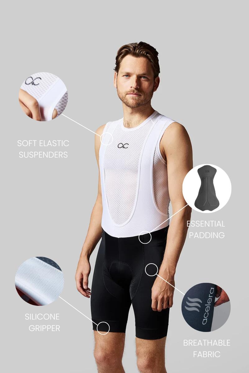 Essential Herren Kurze Trägerhose mit Sitzpolster Radhose 3/7