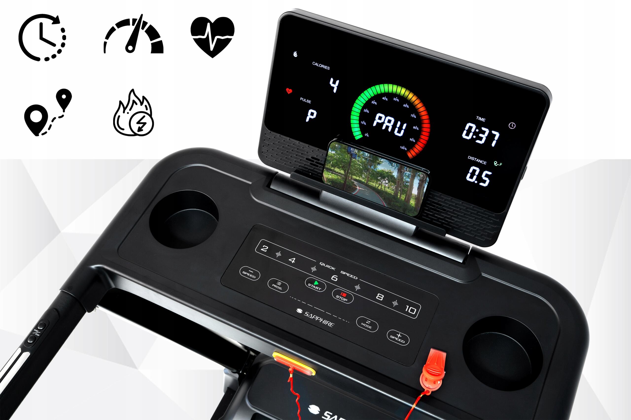 Bieżnia elektryczna Sapphire SG-1800T Evox Bluetooth Aplikacje 6/7