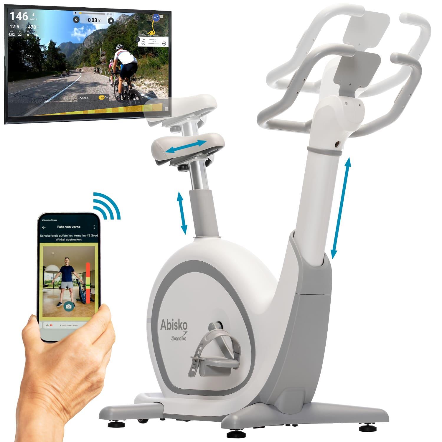 Skandika - Vélo Appartement Ergomètre Abisko - Réglages Auto Selle Et Guidon - Connecté - Vélo D'Appartement - Blanc - Taille Unique - Decathlon