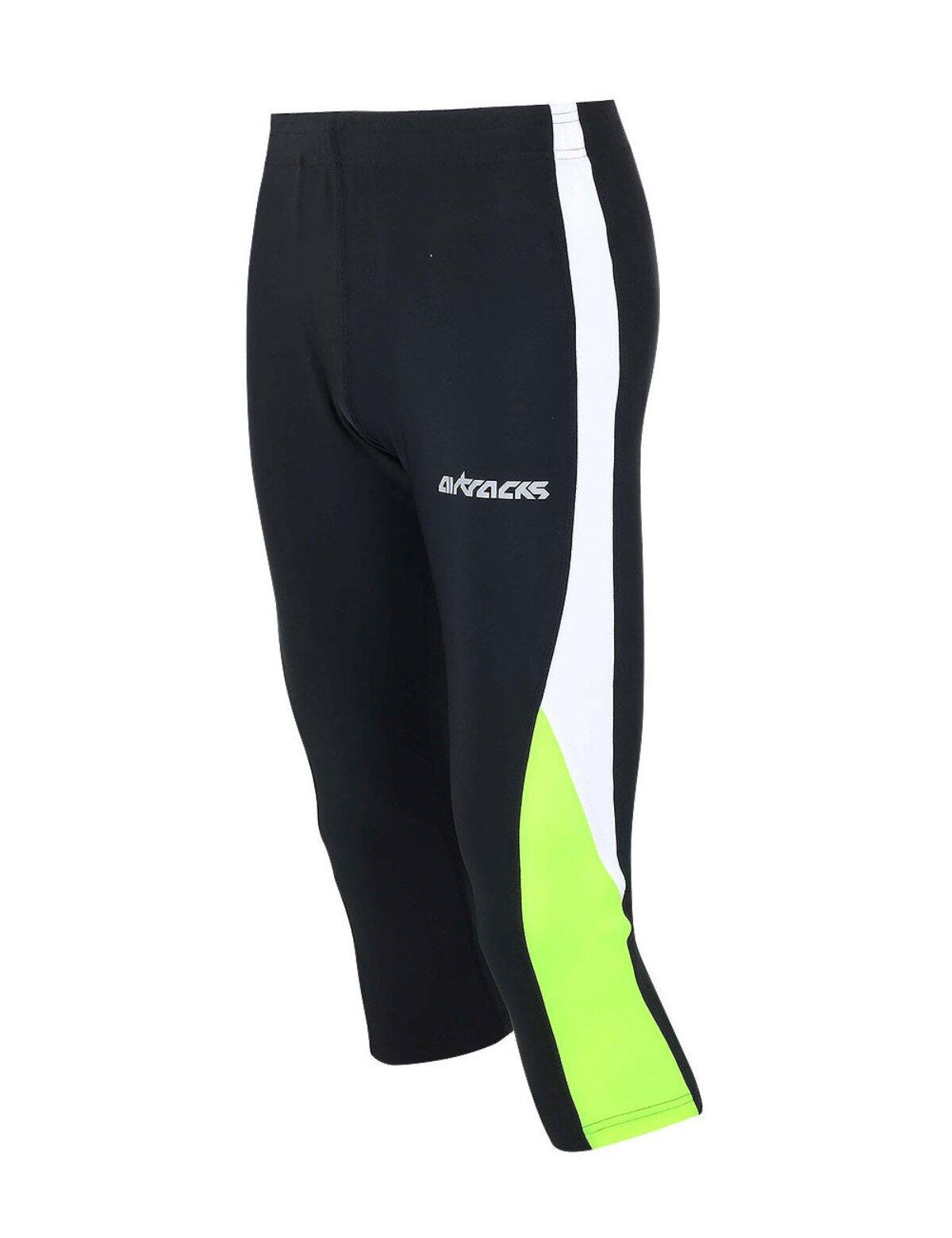 AIRTRACKS Herren Laufhose 3-4 Lang Schwarz Neon