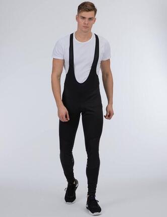 Herren Winter Thermo Fahrradhose Lang mit Trägern Pro Line II Schwarz-Silber