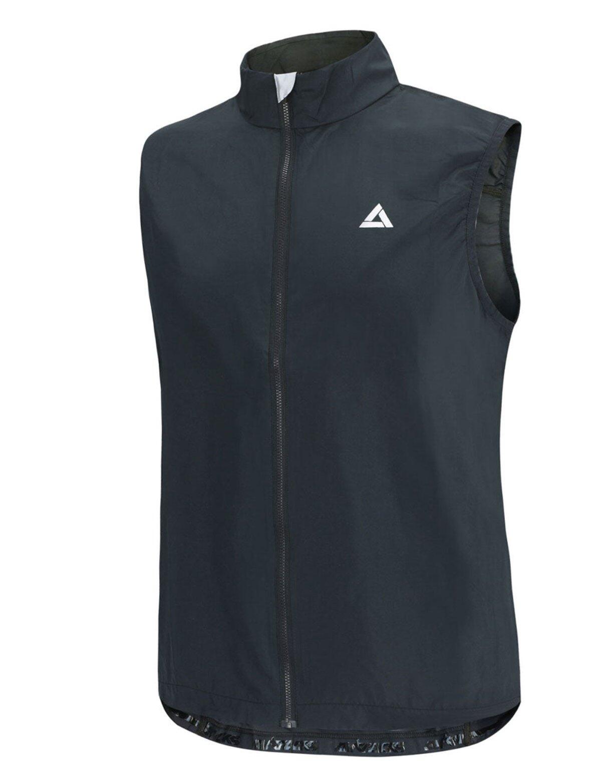 AIRTRACKS Herren Leichte Windweste Fahrradweste - Laufweste Pro Line Schwarz
