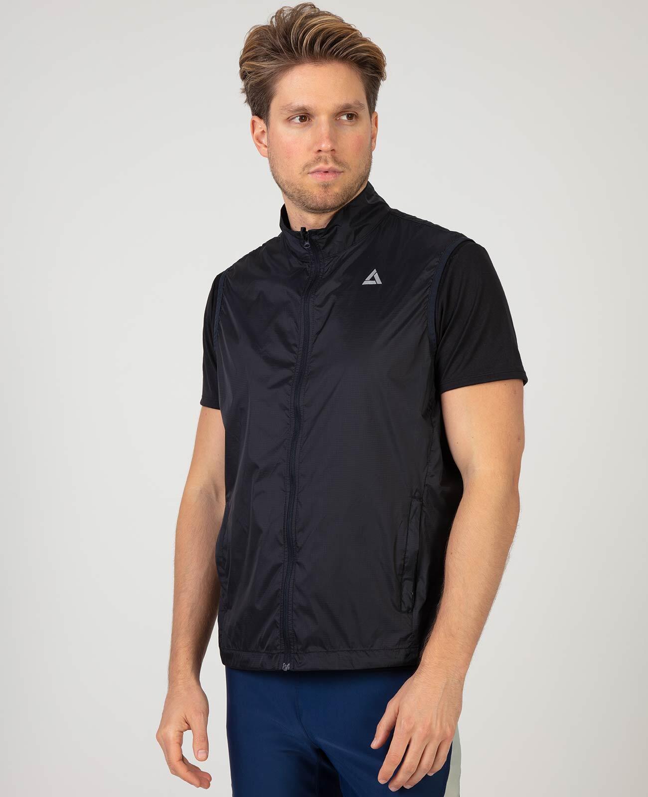 AIRTRACKS Herren Leichte Windweste Fahrradweste - Laufweste Comfort Line Schwarz