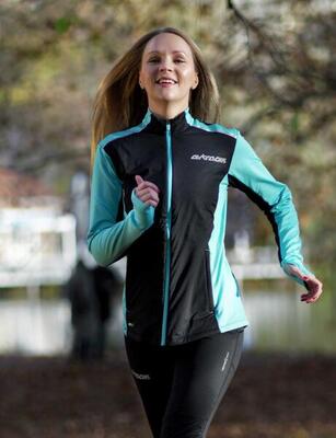 Damen Winter Fleece Laufshirt Langarm Thermo Running Sweatshirt Pro Line Schwarz