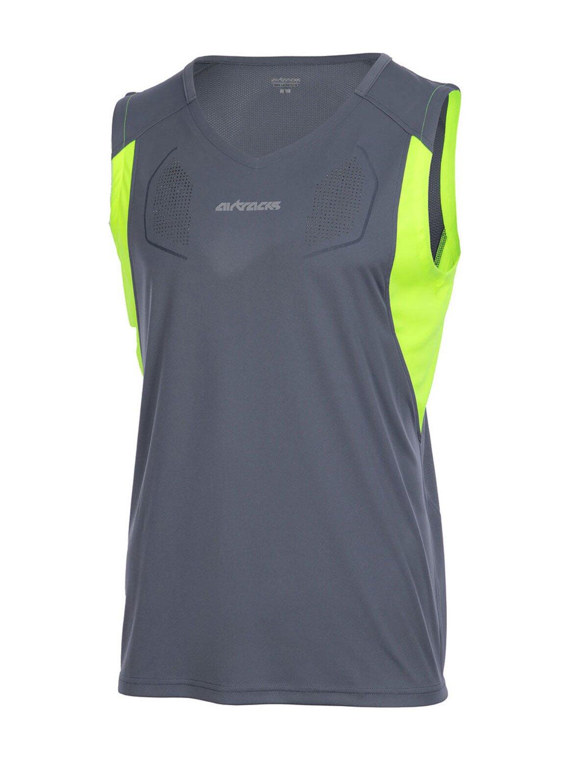 Herren Laufshirt Ärmellos Kurzarm Tank-Top Pro Line Grau-Neon 2/4