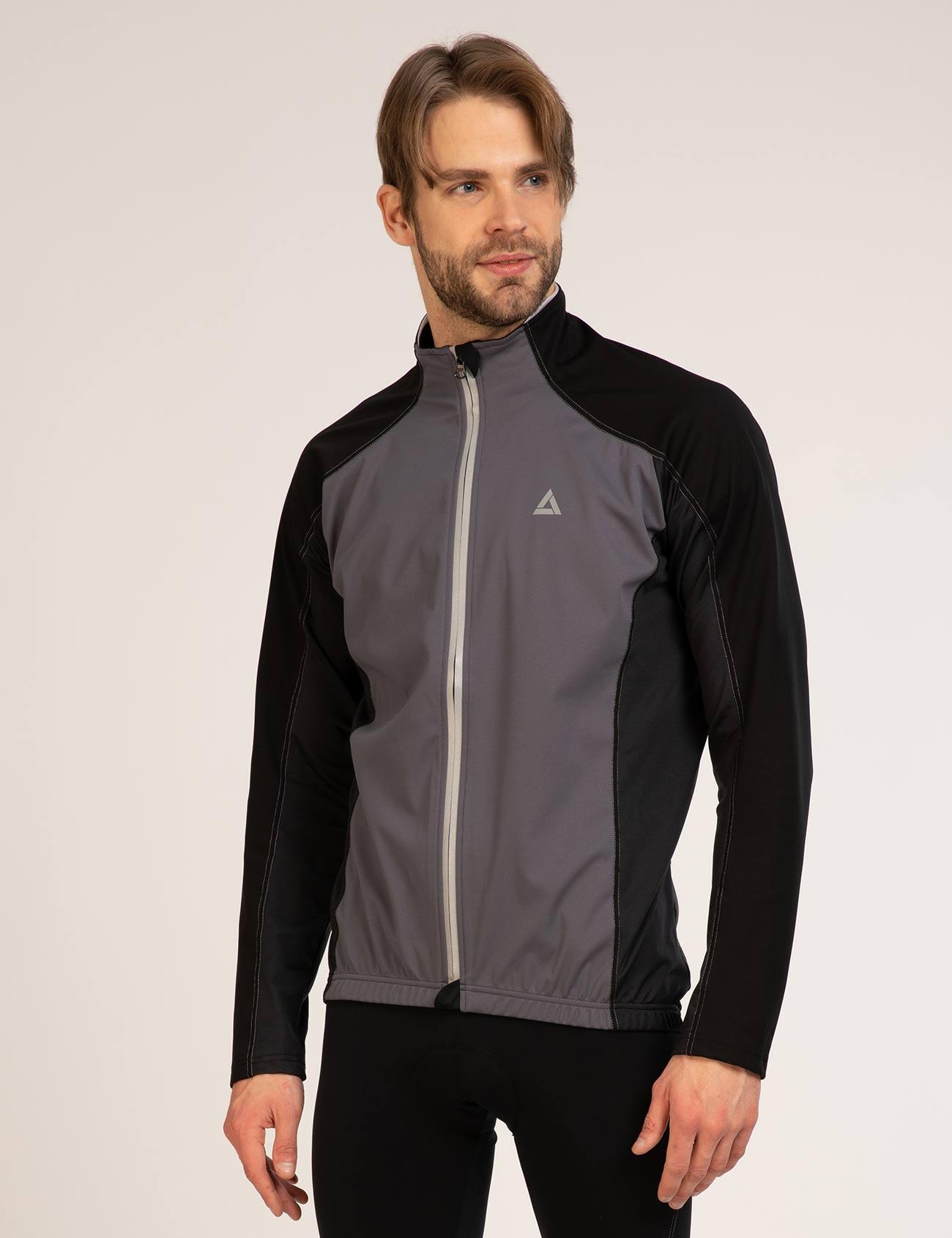 Herren Thermal Fahrradjacke Comfort Line Schwarz Grau 1/4