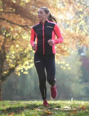Damen Winter Fleece Laufshirt Langarm Thermo Running Sweatshirt Pro Line Schwarz