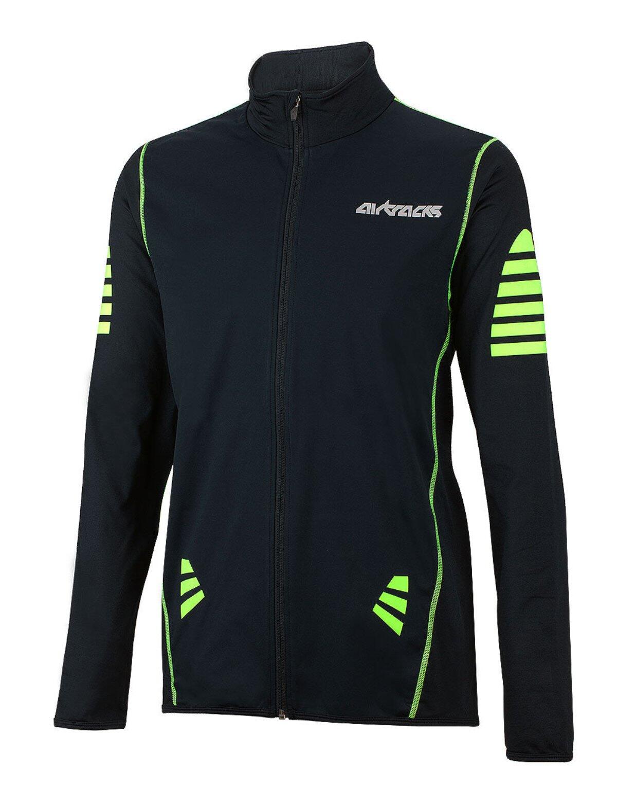 Herren Winter Fahrradtrikot Langarm Pro Fleece Thermaltrikot Schwarz-Neon 4/4