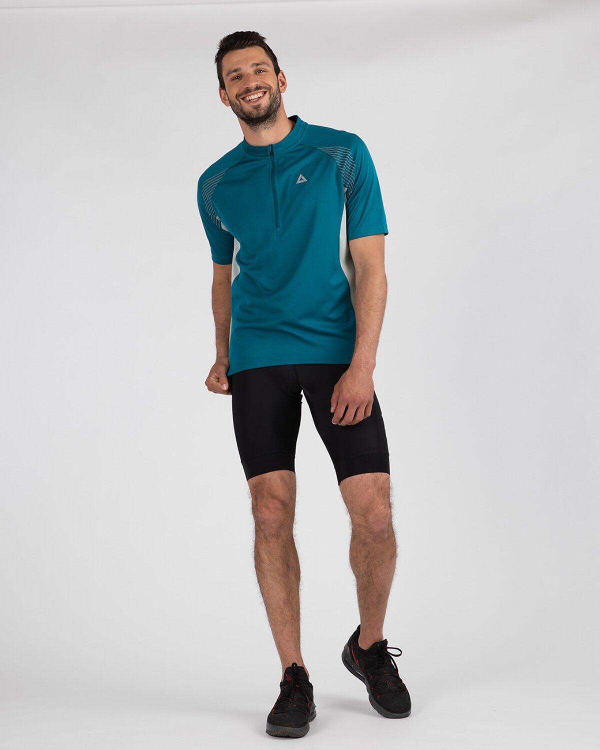 Herren Fahrradtrikot Kurzarm Radtrikot Team II Grün-Grau 1/4