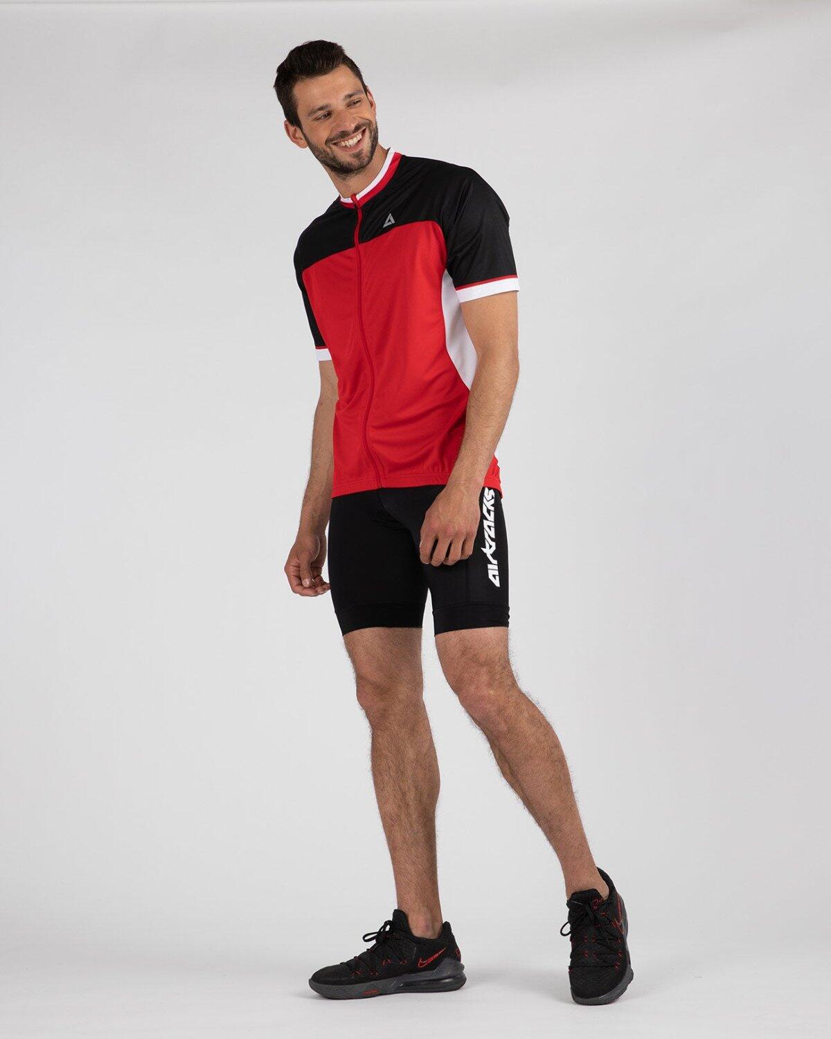 Herren Fahrradtrikot Kurzarm RAdtrikot Pro T II Rot-Schwarz 1/4