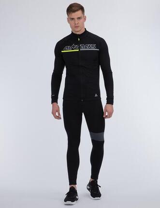 Herren Winter Thermo Fahrradhose Lang Trägerhose Pro Team II Schwarz-Grau