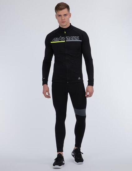 Herren Winter Thermo Fahrradhose Lang Trägerhose Pro Team II Schwarz-Grau