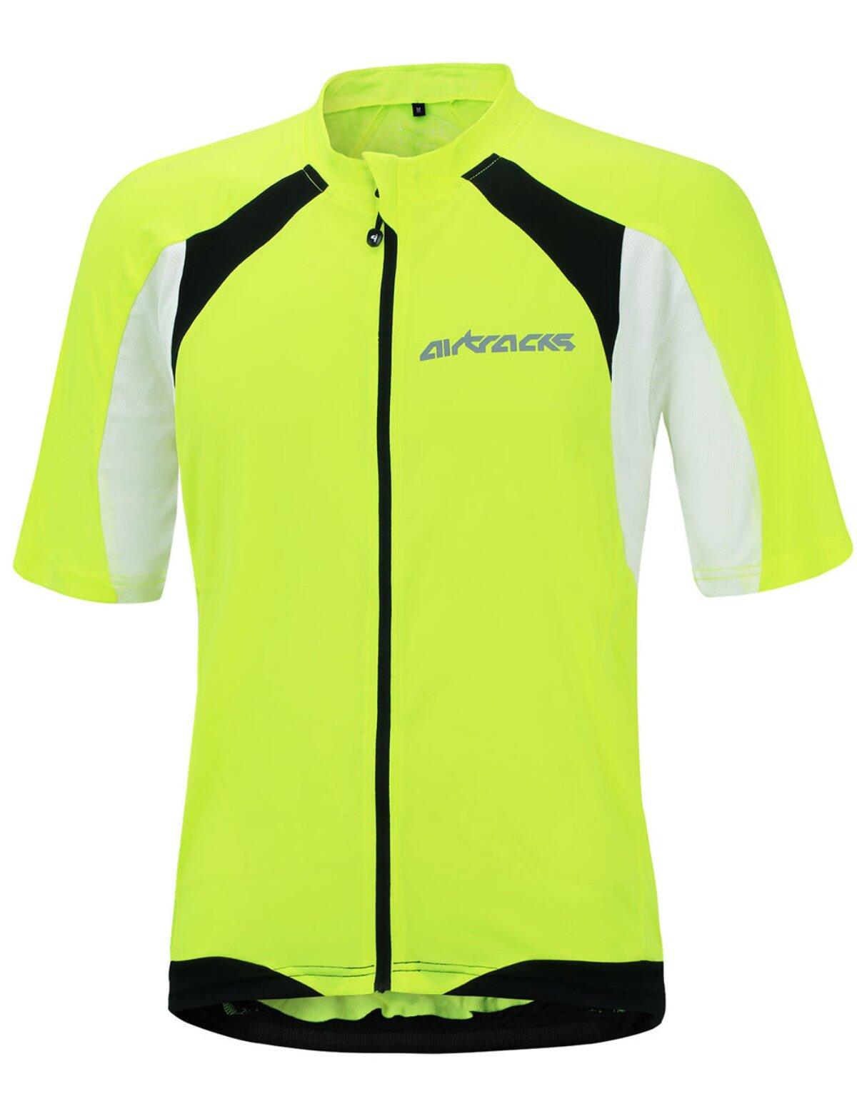 AIRTRACKS Herren Fahrradtrikot Kurzarm Radtrikot Pro T Neon-Weiss