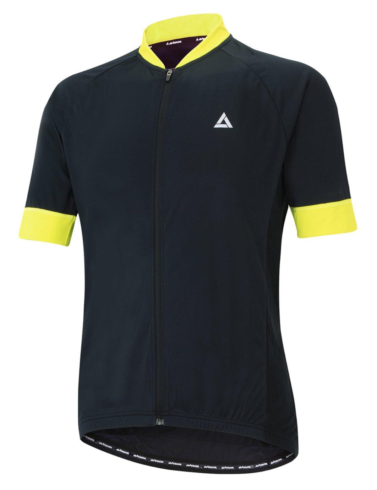 Herren Fahrradtrikot Kurzarm Comfot Line Schwarz Neon 2/4