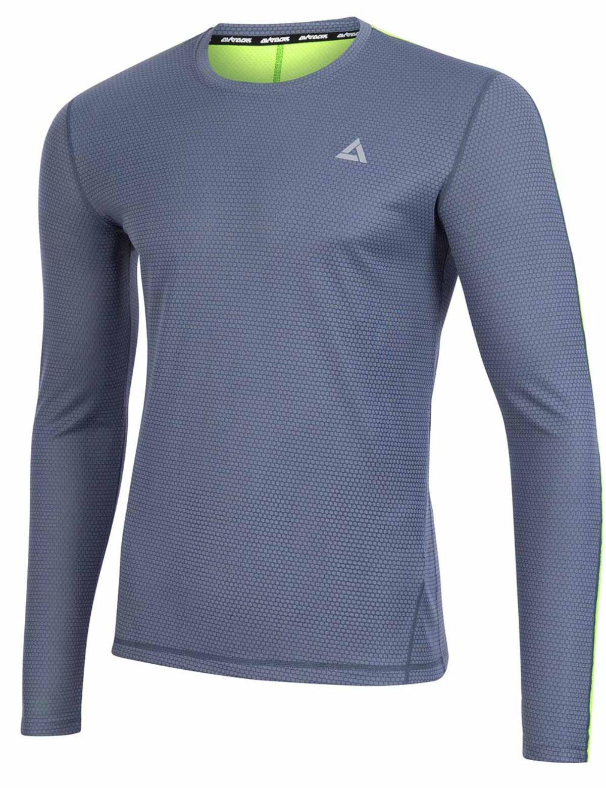 Herren Funktions Laufshirt Langarm Pro Line Grau Neon 1/4