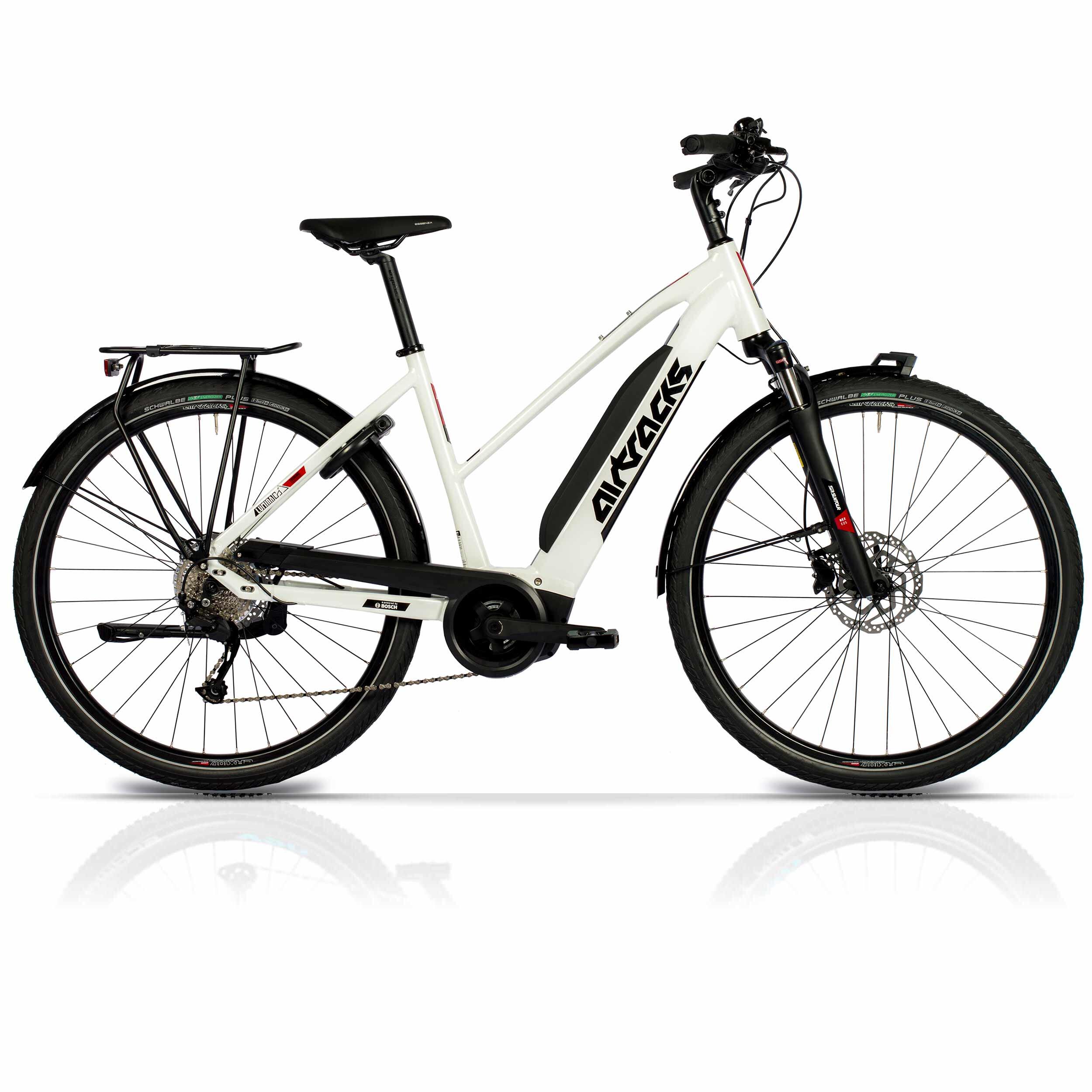 AIRTRACKS 28" DONNE E-BIKE TREKKING BICICLETTA LUMINA BOSCH ACTIVE PLUS LINE 500 WH 9S