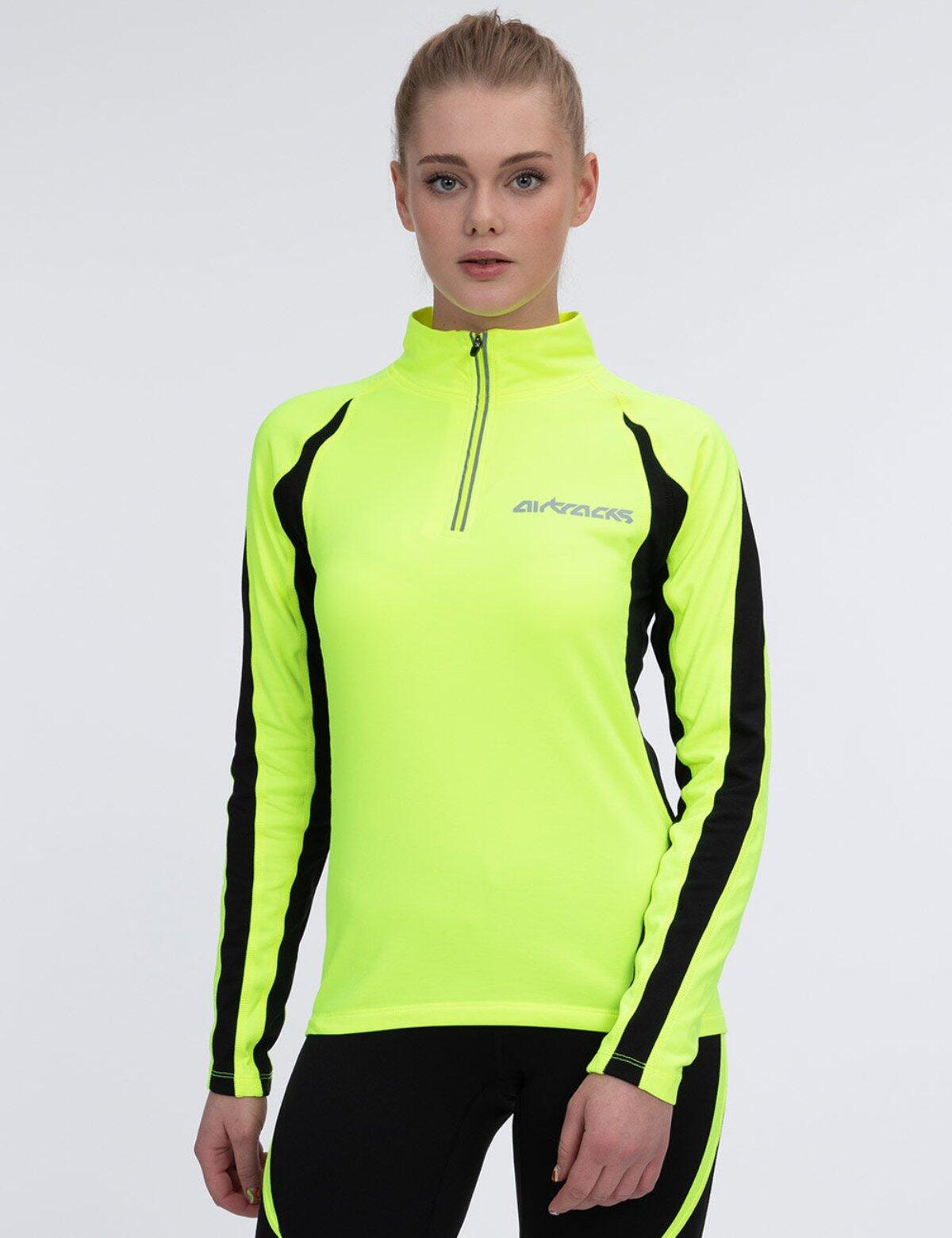 Damen Thermal Funktions Laufshirt Langarm Pro Neon 1/4