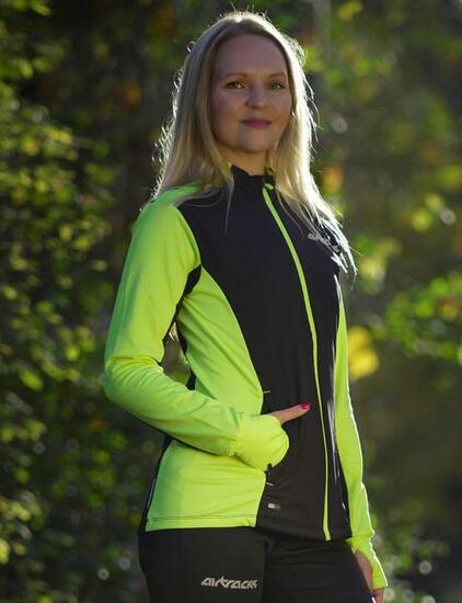 Damen Winter Fleece Laufshirt Langarm Thermo Running Sweatshirt Pro Line Schwarz