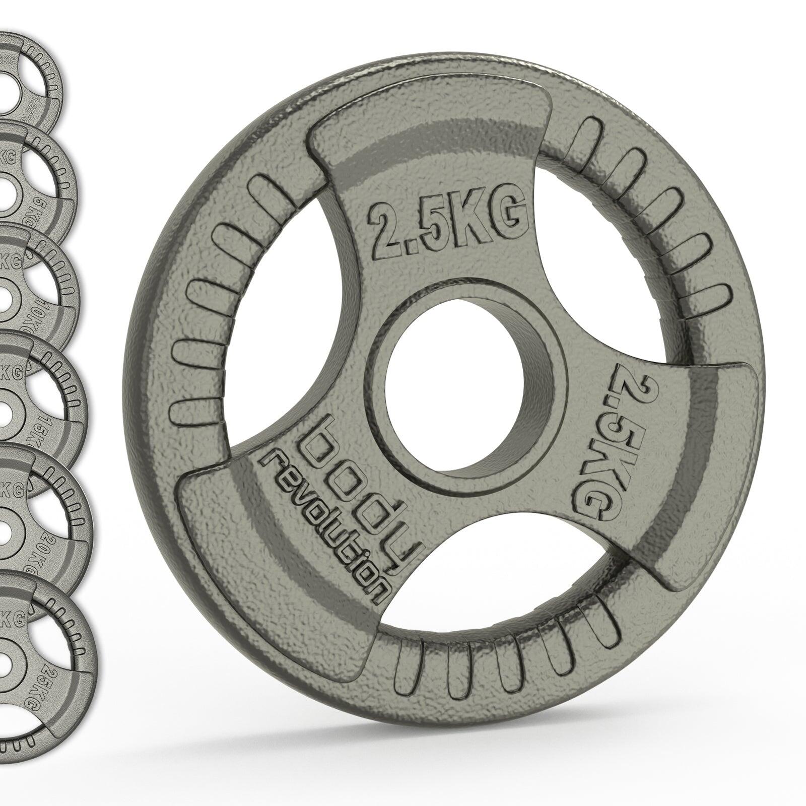 BODY REVOLUTION Olympic Tri Grip Cast Iron Weight Plates Pairs Sets 2 x 2.5kg