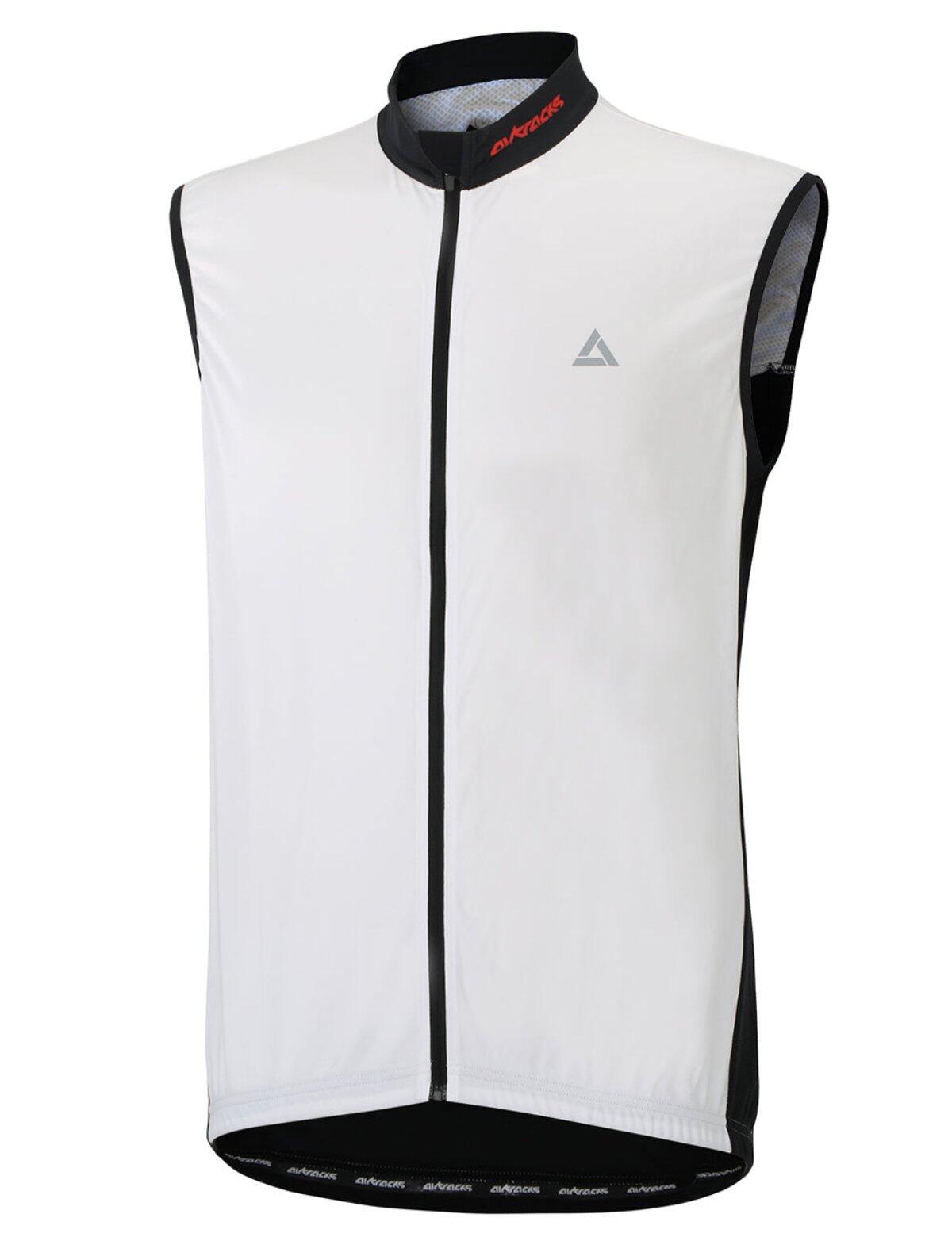 AIRTRACKS Herren Fahrradtrikot Kurzarm Radtrikot Ärmellos Comfort Line Weiss Schwarz