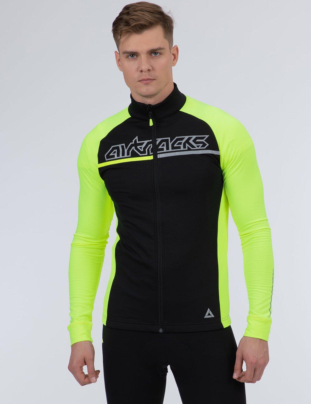 Herren Thermal Langarmtrikot Pro Team Neon-Schwarz 4/4