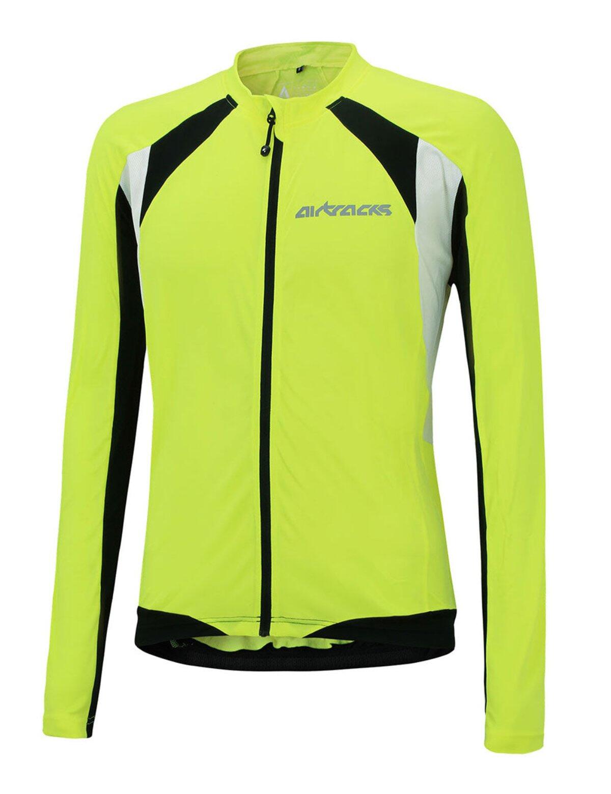 AIRTRACKS Fahrradtrikot Langarm Pro T Neon-Weiß