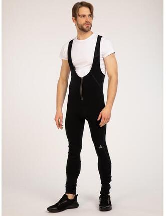 Herren Thermo Fahrradhose Lang Trägerhose Comfort Line Schwarz Silber