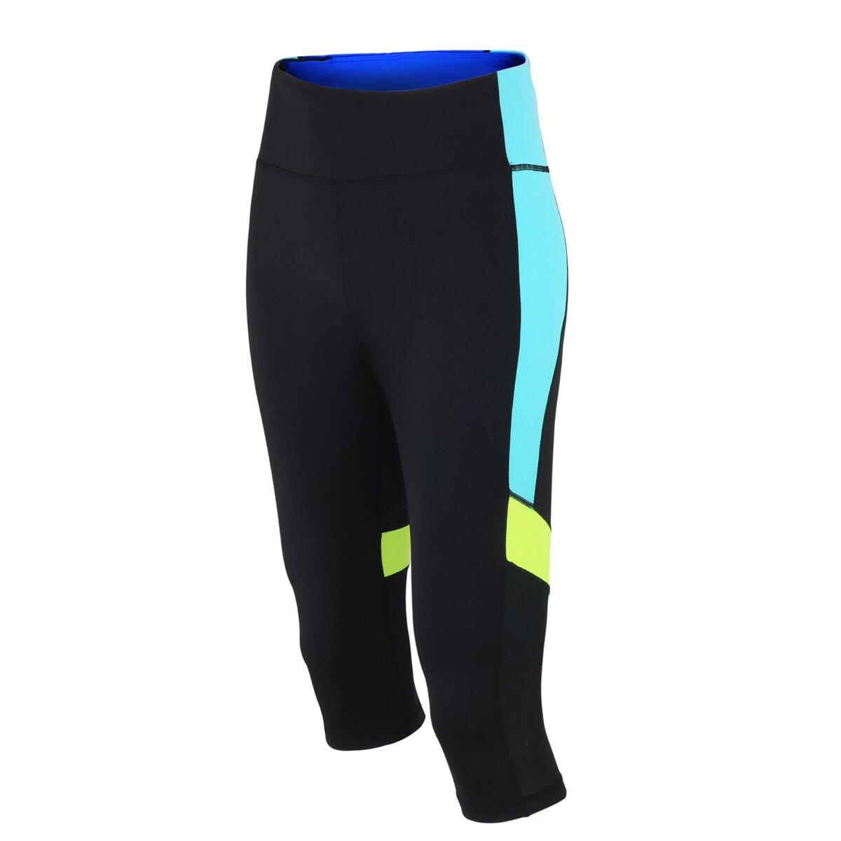 AIRTRACKS Damen Fitnesshose - Laufhose 3-4 Schwarz Neon Red Decoct