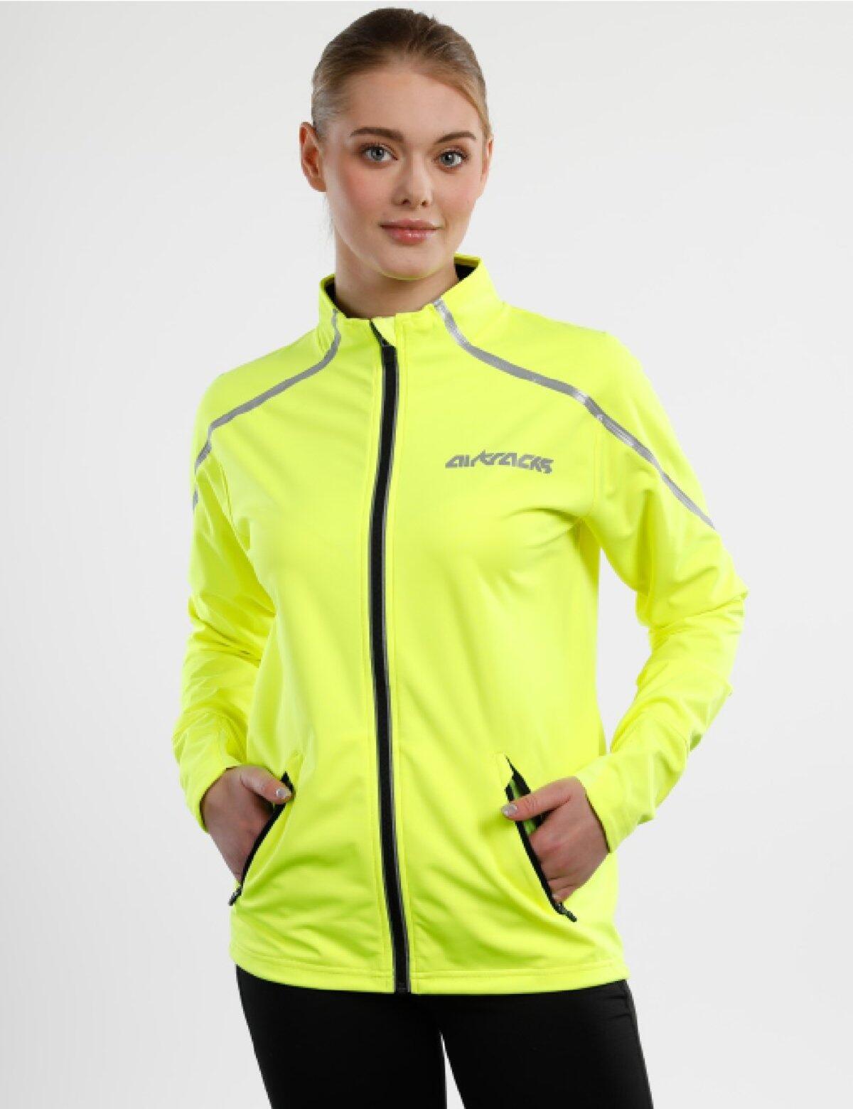 AIRTRACKS Damen Thermo Fahrradjacke - Laufjacke Air Tech Neon