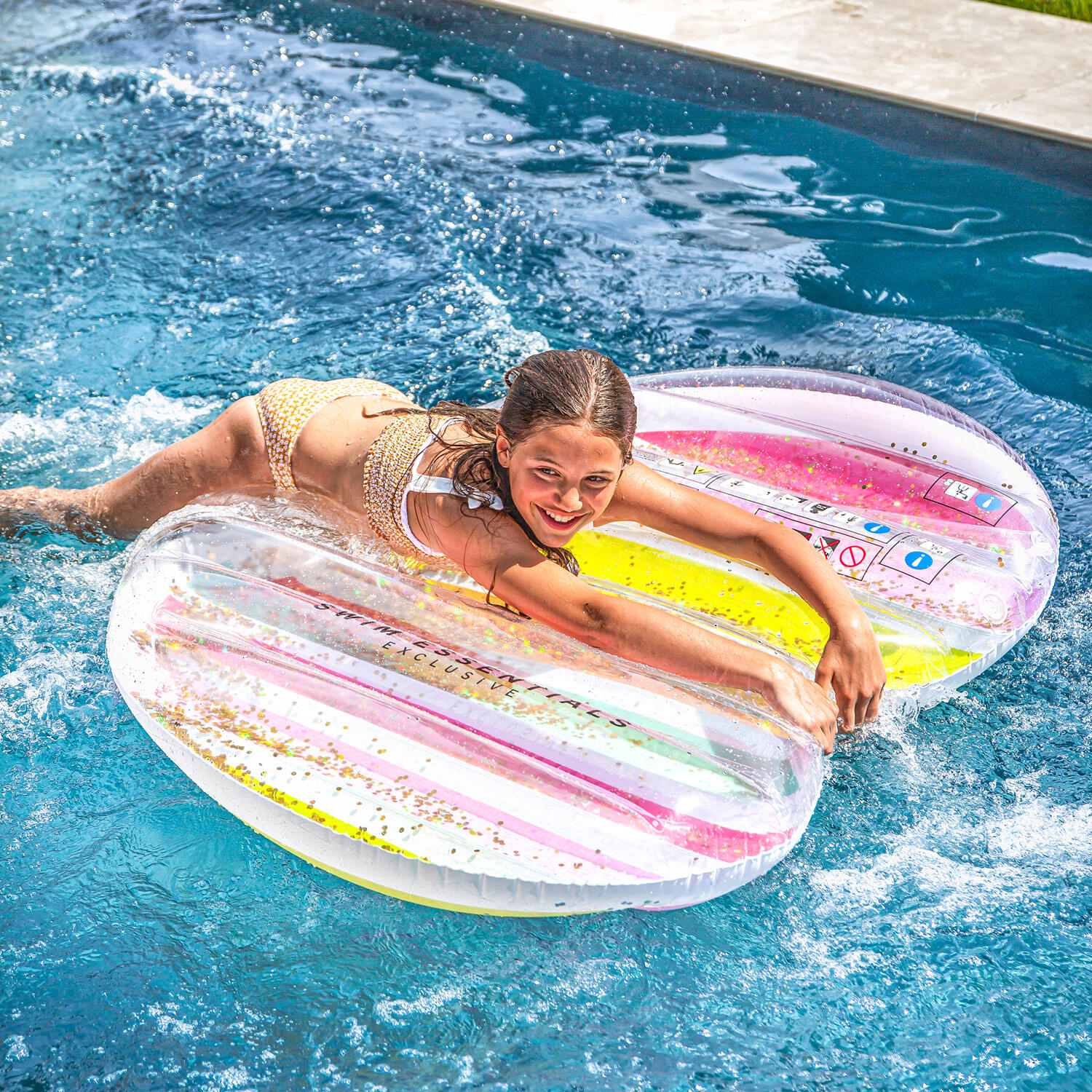 Swim Essentials Luchtbed Zwembad - Meerkleurig Hart - Color Rush - 150 cm 3/4