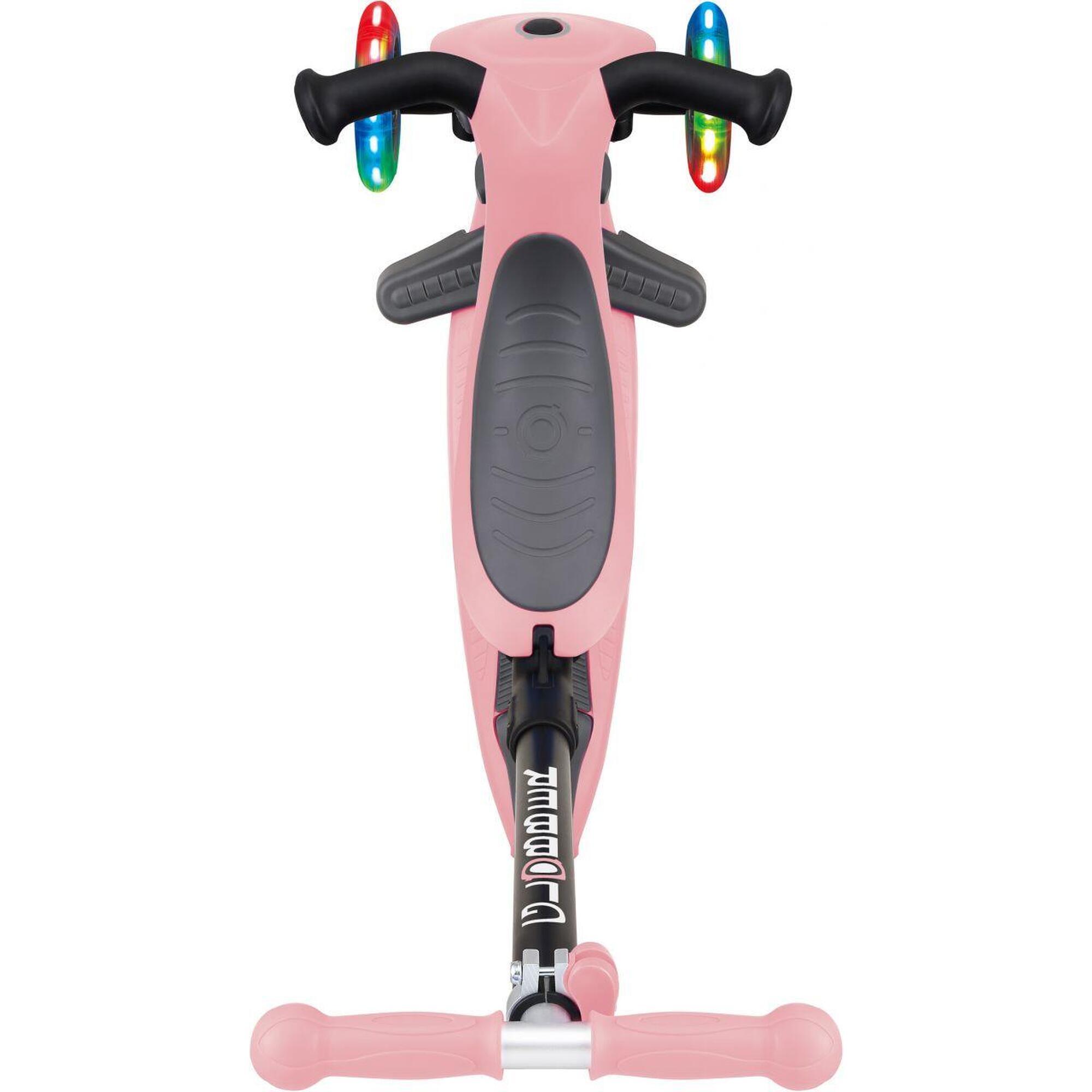 Go up Foldable scooter pour enfants "4 in 1" avec des lumières en rose pastel
