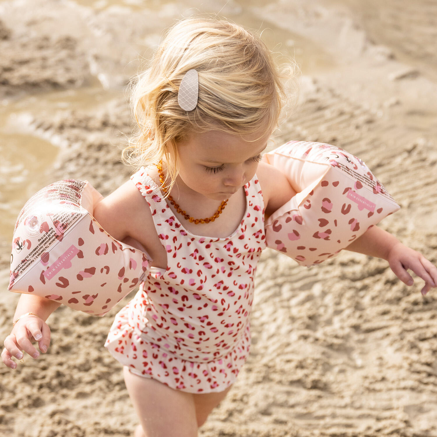 Coogime – Brassards De Natation à Double Chambre En PVC, Taille Unique Pour 1 à 6 Ans (0-30 Kg), Noyau En Mousse PE Incassable – Rose