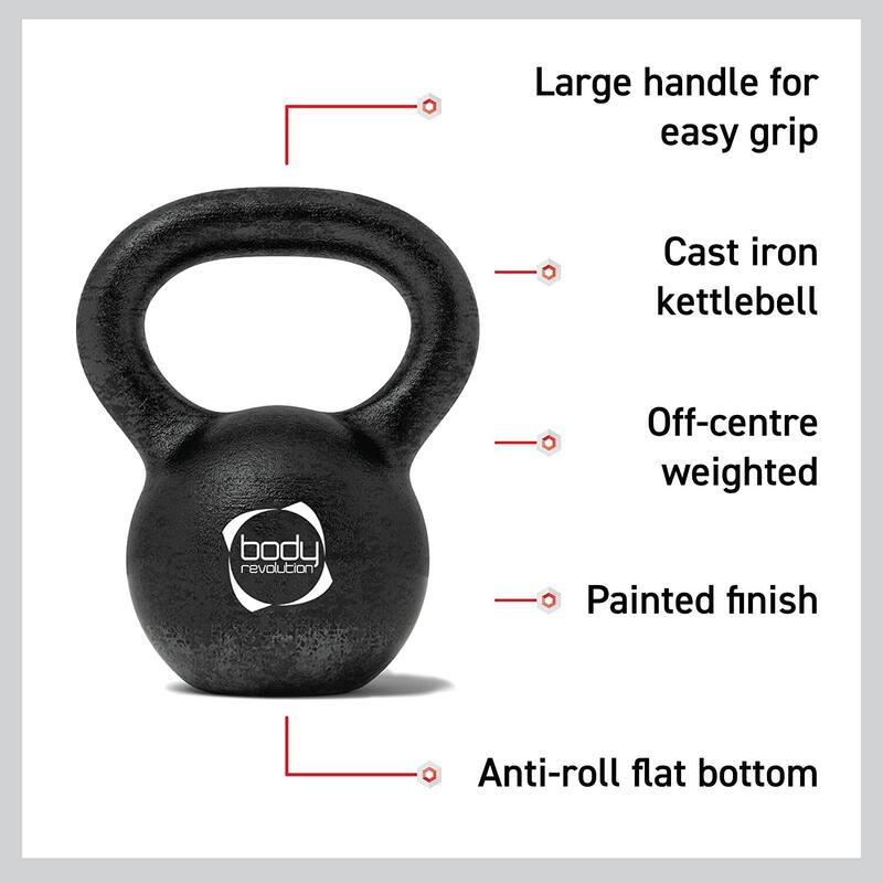 Kettlebell en fonte de 8 kg - noir et rose Kettlebell en fonte de 8 kg - noir et rose