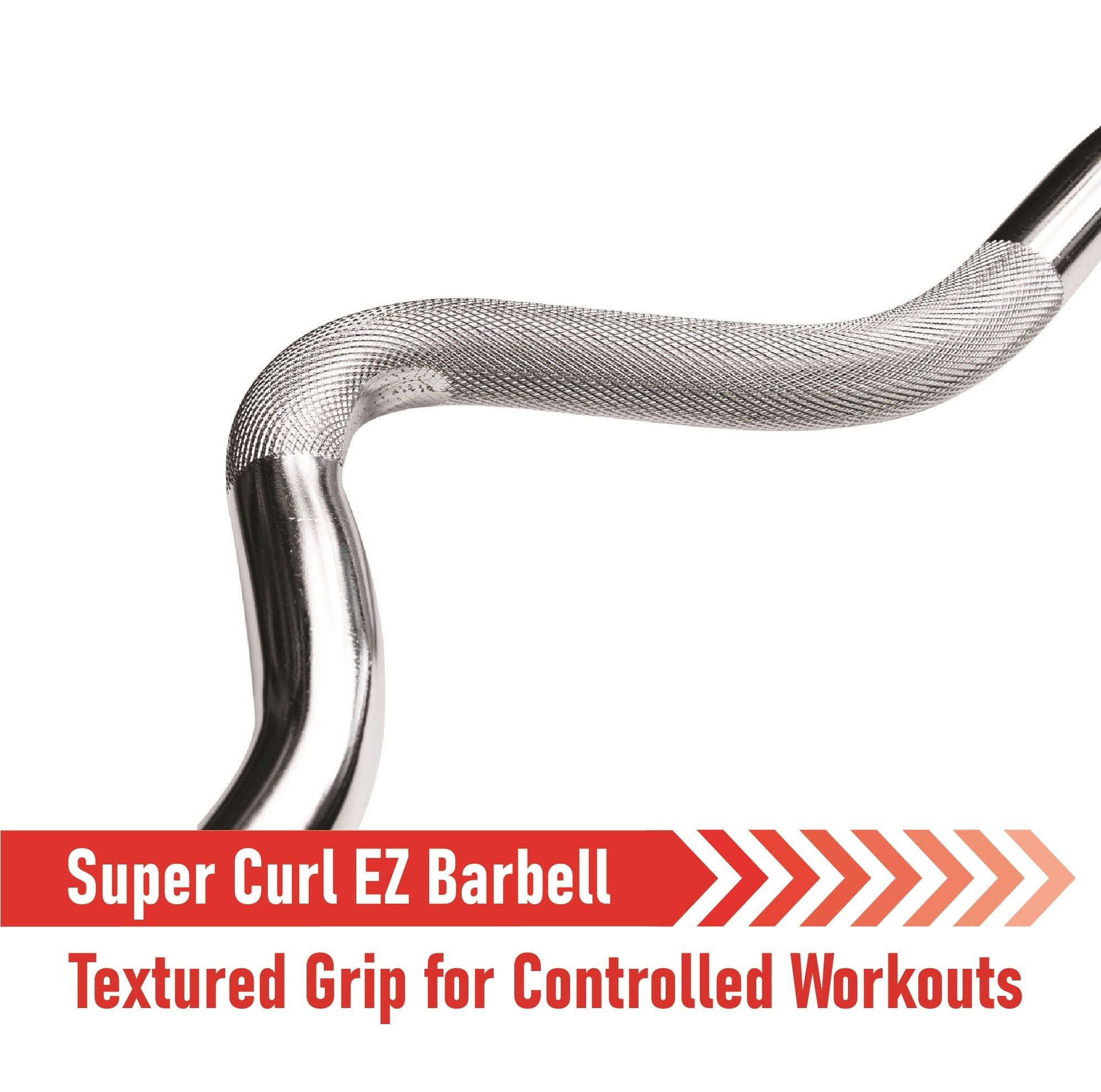 Body Revolution EZ 1" Super Curl Barbell Bar 1.2m Spinlock Collar 5/6