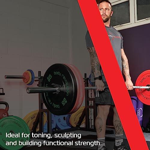 7ft Olympic Weightlifting Bar Bumper Weight Plate Sets 20kg Weight Set 10kg Pair 6/6