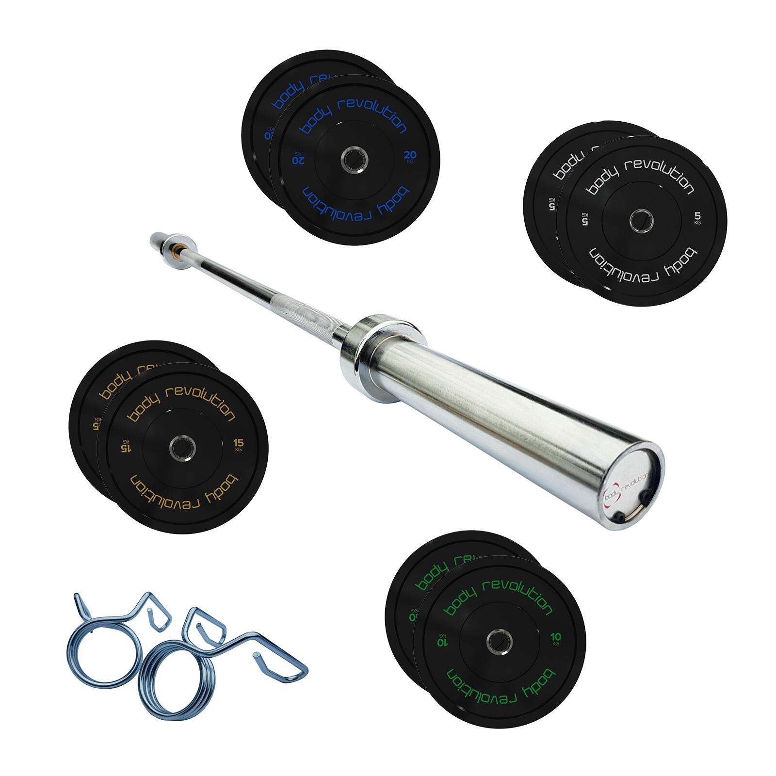 7ft Olympic Weightlifting Bar Bumper Weight Plate Sets 20kg Weight Set 10kg Pair 2/6
