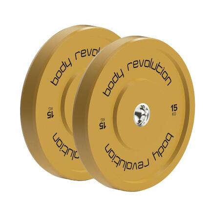 Body Revolution Lot de 2 Disques Olympiques Bumpers - 30 kg (2 x 15 kg)