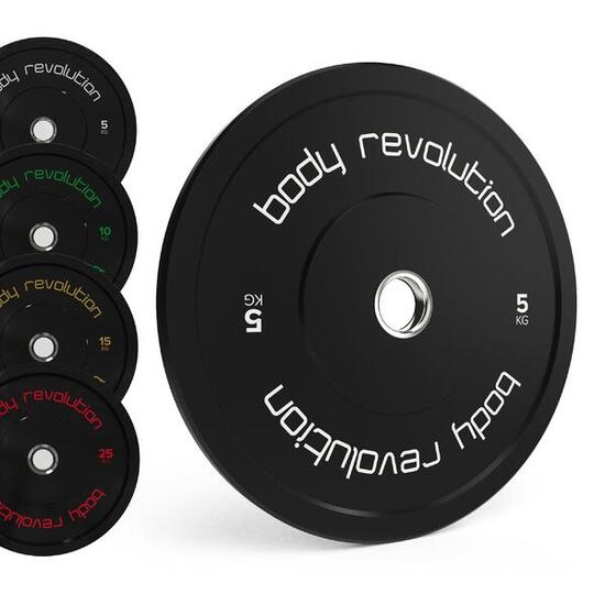 Para olimpijskich talerzy obciążeniowych Body Revolution, czarnych, 5 kg